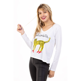 REMERA CORTA ESTAMPADA MANGA LARGA BLANCO - FASHIONISTA
