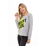 REMERA MANGA LARGA ESTAMPADA GRIS FLUO - BRICHT SIDE