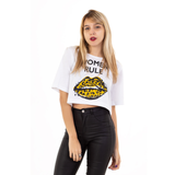 REMERA CORTA ESTAMPADA MANGA CORTA BLANCO - WOMEN RULE