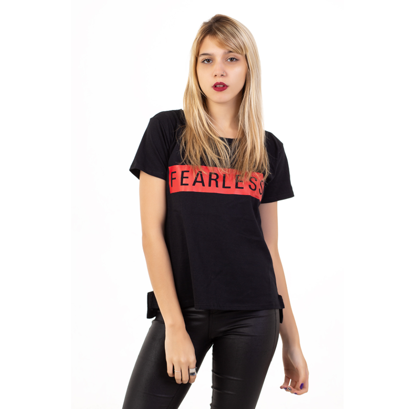 REMERA MANGA CORTA ESTAMPADA NEGRO - FEARLESS