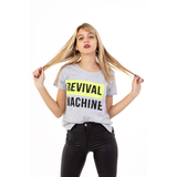 REMERA MANGA CORTA ESTAMPADA GRIS FLUO - REVIVAL
