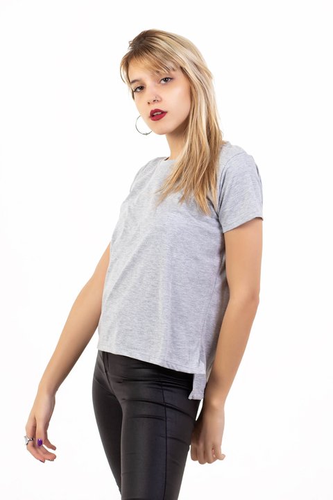 REMERA BASICA LISA MANGA CORTA GRIS