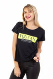 REMERA MANGA CORTA ESTAMPADA NEGRO FLUO - YOU CAN