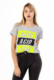 REMERA MANGA CORTA ESTAMPADA GRIS FLUO - ACID