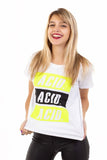 REMERA MANGA CORTA ESTAMPADA BLANCO FLUO - ACID