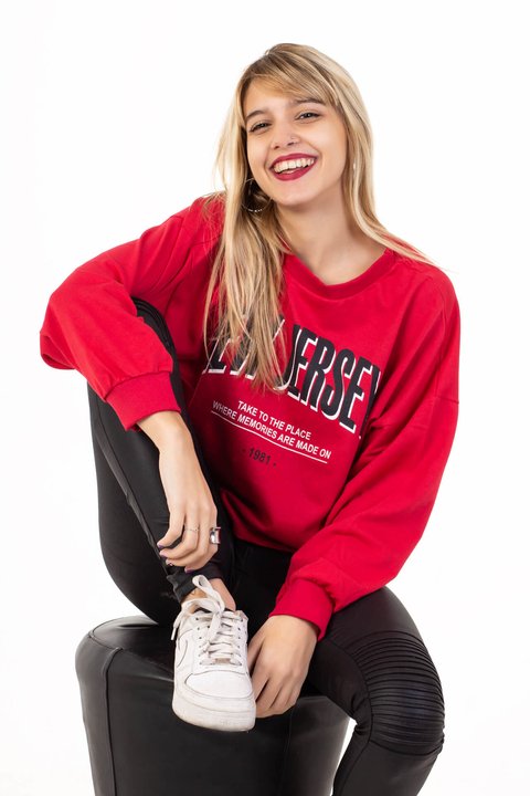 BUZO CORTO MANGA LARGA ROJO ESTAMPADO - NEW JERSEY